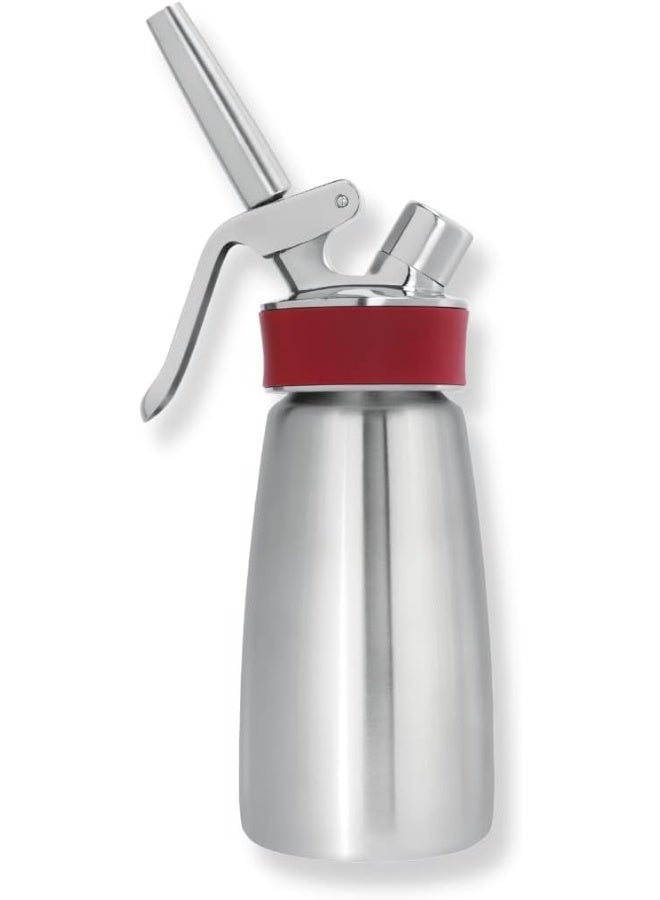 iSi Gourmet Whip Cream/Food Whipper for All Hot and Cold Applications, 1/2 Pint, Stainless Steel/Red - Image 1